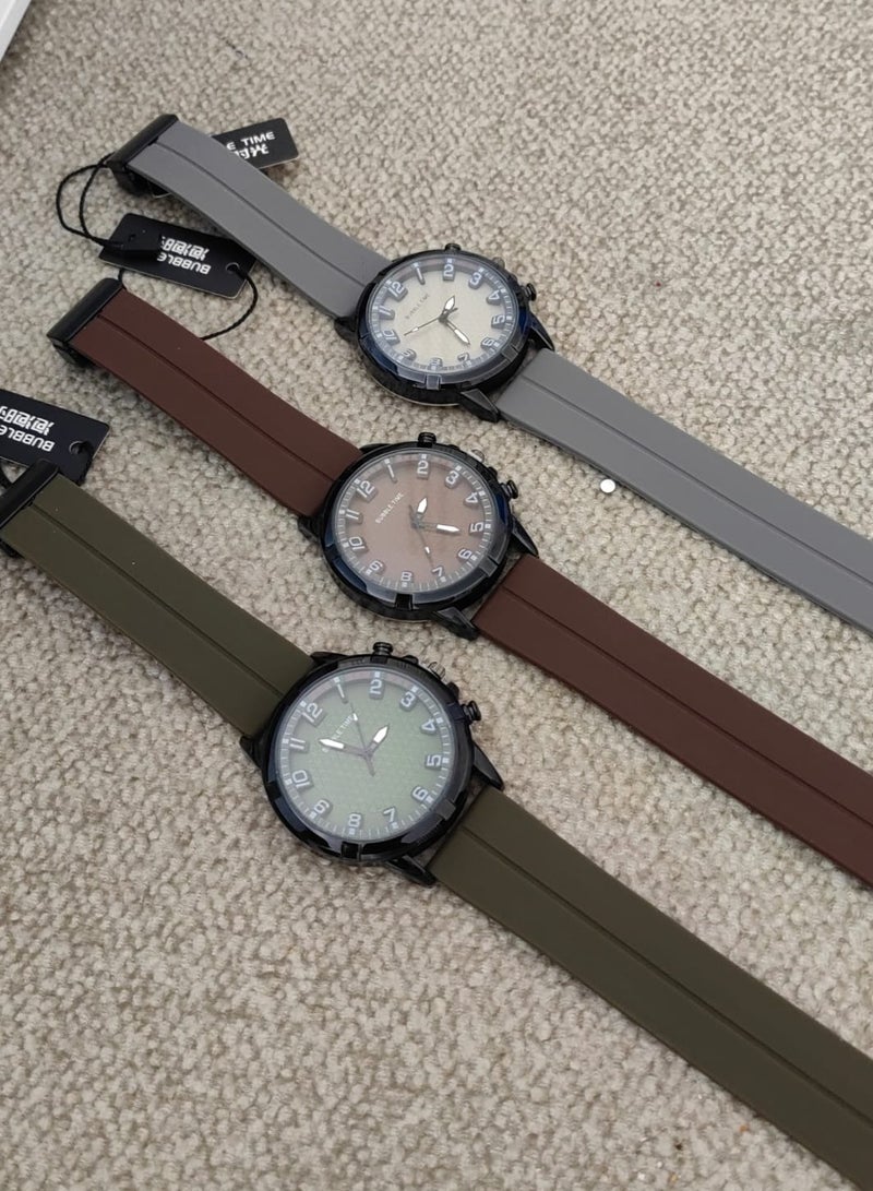 erorex Sporty Rubber Strap Watch with Textured Dial