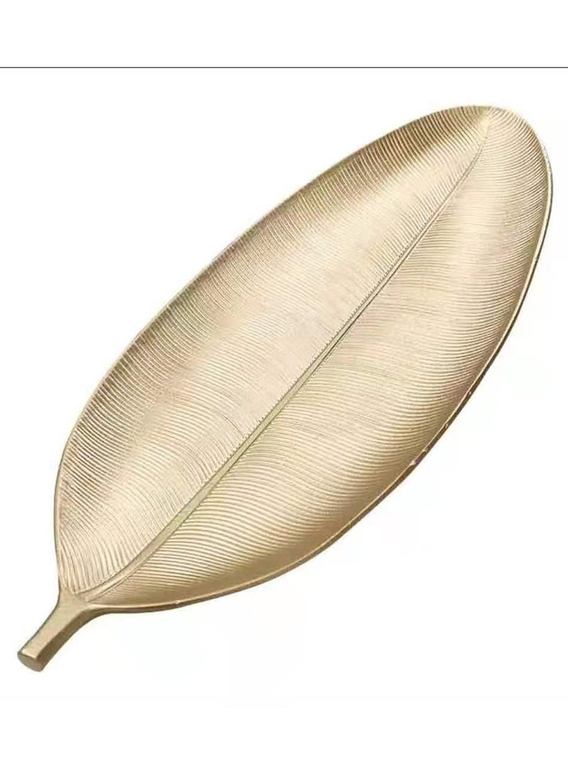 LINGWEI Wooden Golden Tray Nordic Style Leaf Dish Serving Platter Snack Fruit & Candy Wooden Storage Trays for Home Kitchen Unique Leaf Shaped Tray Design - Image 3