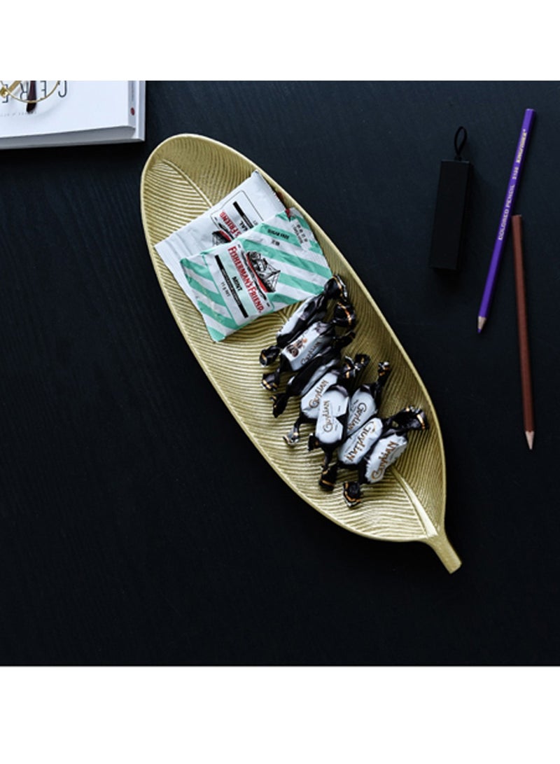 LINGWEI Wooden Golden Tray Nordic Style Leaf Dish Serving Platter Snack Fruit & Candy Wooden Storage Trays for Home Kitchen Unique Leaf Shaped Tray Design - Image 4