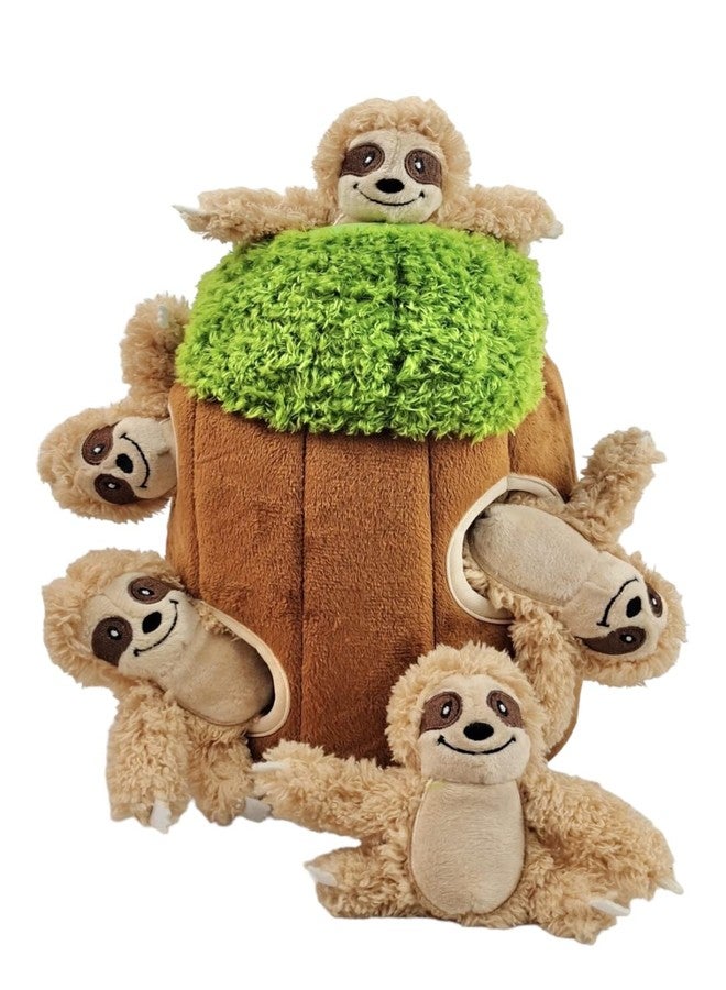 Glow Pups Hide and Seek Dog Toy, Plush Sloth in Tree, Squeaky Interactive Fun, Promotes Mental Stimulation, Keep Your Dog Entertained, Easy to Clean, Soft & Plush, Large, Brown/Green - Image 1