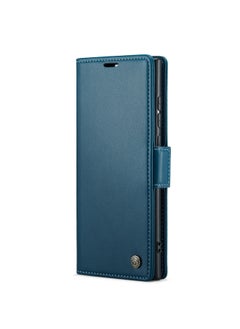 CaseMe Flip Wallet Case For Samsung Galaxy S23 Ultra, [RFID Blocking] PU Leather Wallet Flip Folio Case with Card Holder Kickstand Shockproof Phone Cover (Blue)  - Image 1