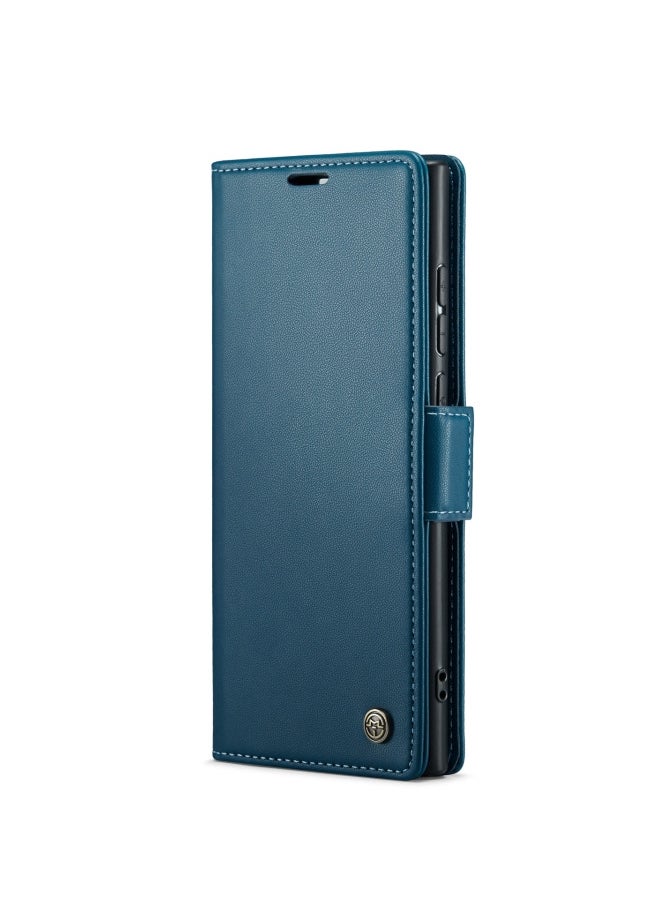 CaseMe Flip Wallet Case For Samsung Galaxy S23 Ultra, [RFID Blocking] PU Leather Wallet Flip Folio Case with Card Holder Kickstand Shockproof Phone Cover (Blue)  - Image 1