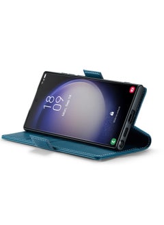 CaseMe Flip Wallet Case For Samsung Galaxy S23 Ultra, [RFID Blocking] PU Leather Wallet Flip Folio Case with Card Holder Kickstand Shockproof Phone Cover (Blue)  - Image 5