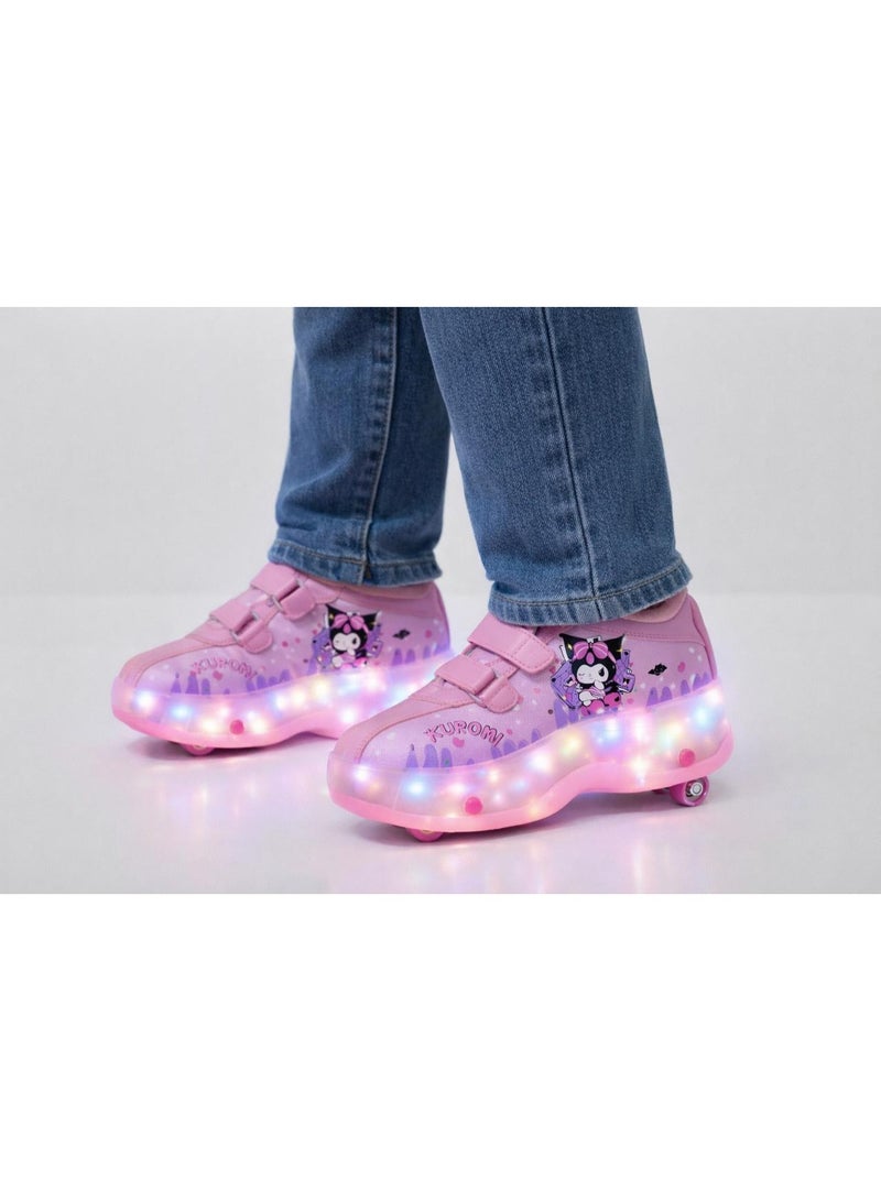 كورومي أحذية تزلج على عجلات 4 عجلات للأطفال أحذية تزلج مطورة جديدة مزودة بإضاءة LED ووميض أحذية تزلج للأولاد والبنات المبتدئين أكثر توازناً - Image 5