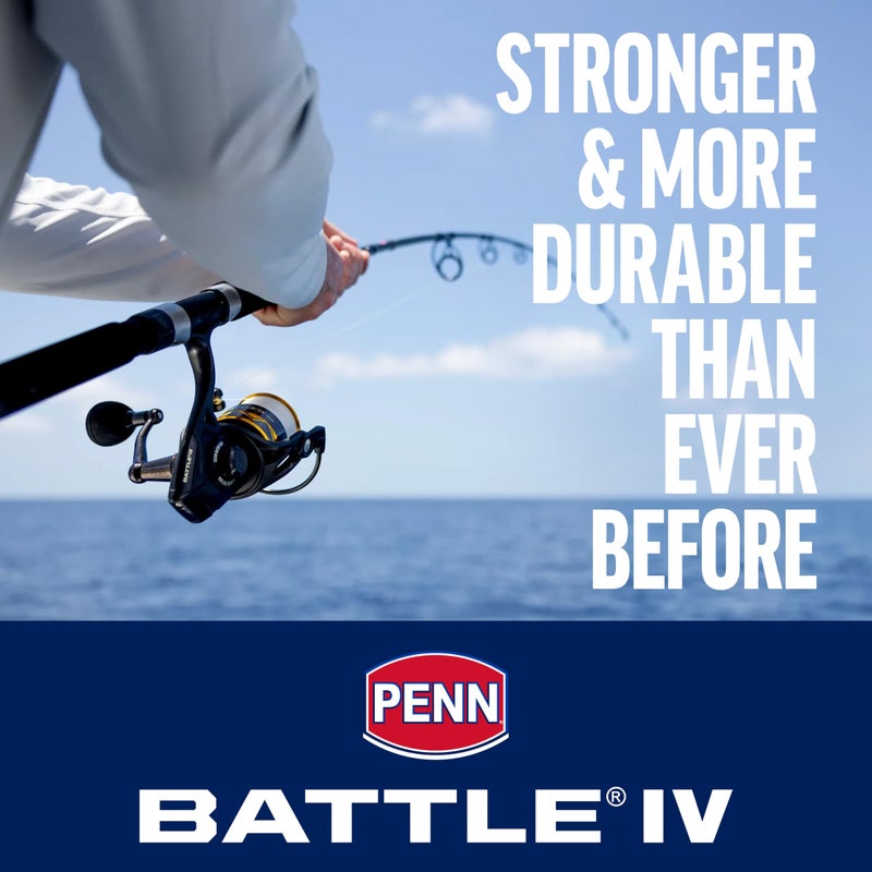 Penn Battle IV Size 4000 Spinning Fishing Reel, Full Metal Body and Sideplate, CNC Gear Technology, Hydro Armor Seals Critical Area from Water Intrusion, HT-100 Drag System - Image 2