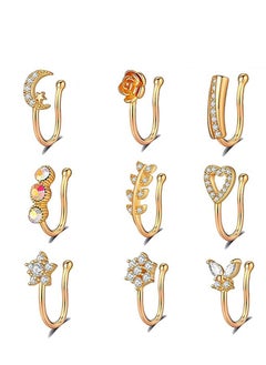 SYOSI Nose Cuffs for Non Pierced,Fake Nose Hoop Rings for Women,African Nose Cuff Faux Septum Nose Piercing CZ Hoop Rings Clip On  - Image 1