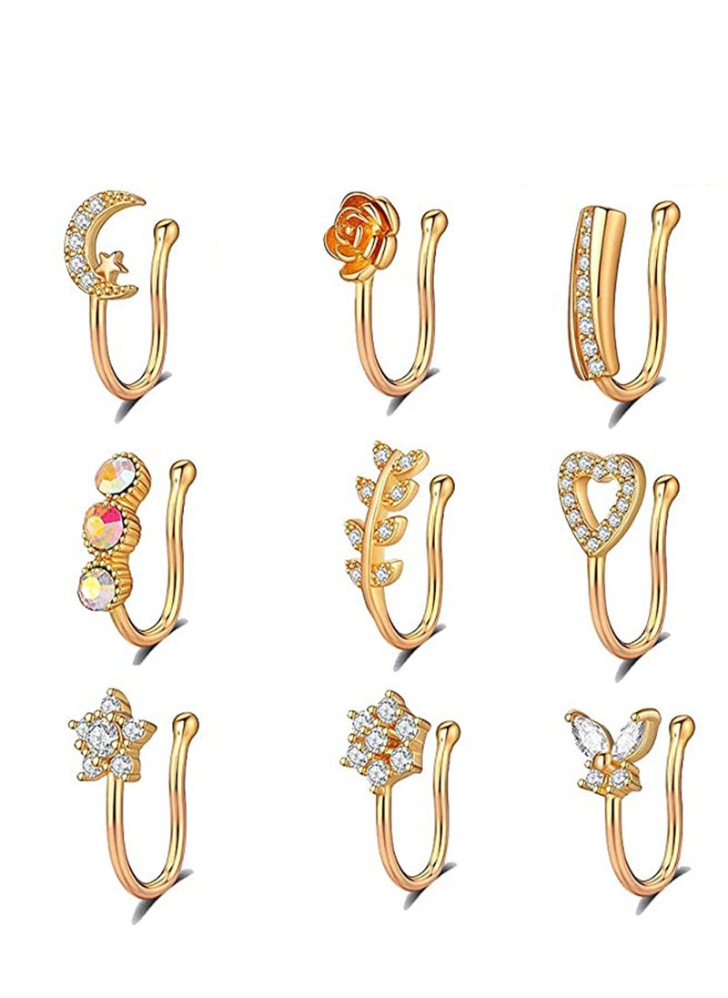 SYOSI Nose Cuffs for Non Pierced,Fake Nose Hoop Rings for Women,African Nose Cuff Faux Septum Nose Piercing CZ Hoop Rings Clip On  - Image 1