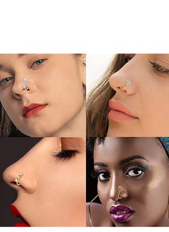 SYOSI Nose Cuffs for Non Pierced,Fake Nose Hoop Rings for Women,African Nose Cuff Faux Septum Nose Piercing CZ Hoop Rings Clip On  - Image 4
