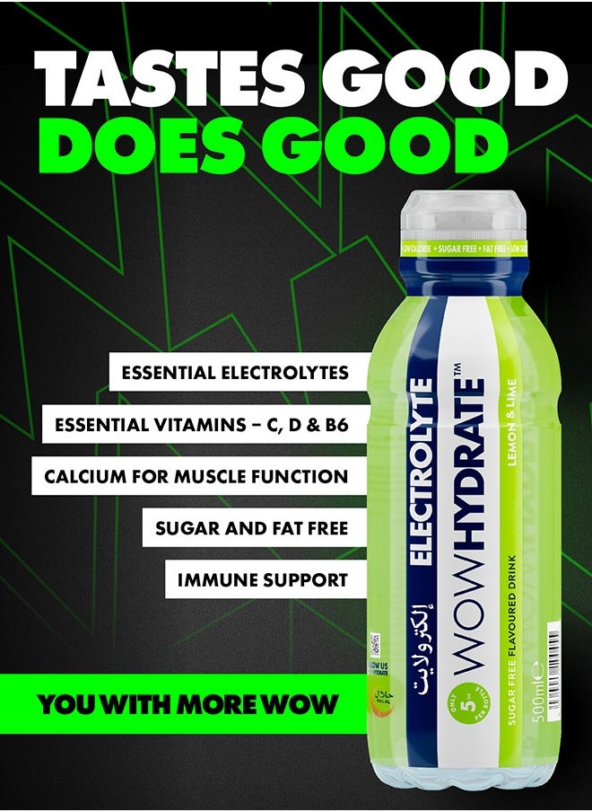 WOW Hydrate Electrolyte And Vitamin Water Lemon And Lime 500 ML  - Image 2