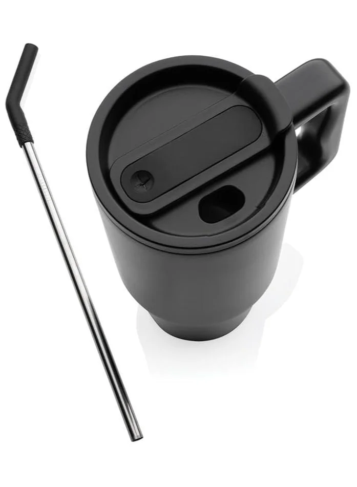Hans Larsen BERN - Recycled Stainless Steel Tumbler with Reusable Straw - Black