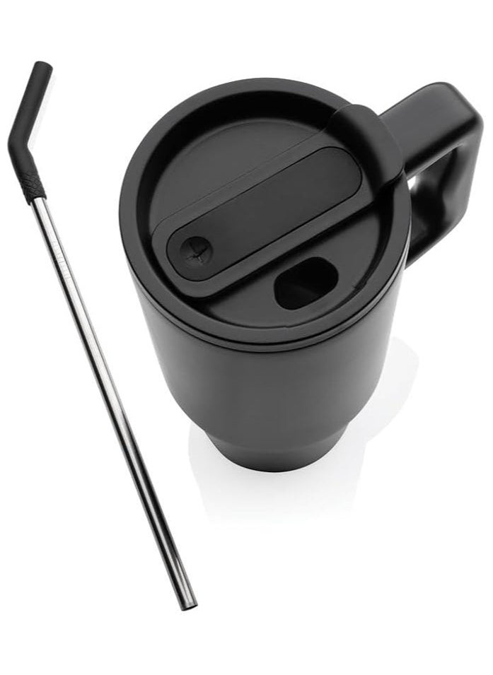 Hans Larsen BERN - Recycled Stainless Steel Tumbler with Reusable Straw - Black  - Image 4