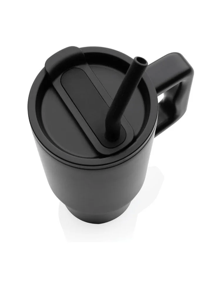 Hans Larsen BERN - Recycled Stainless Steel Tumbler with Reusable Straw - Black