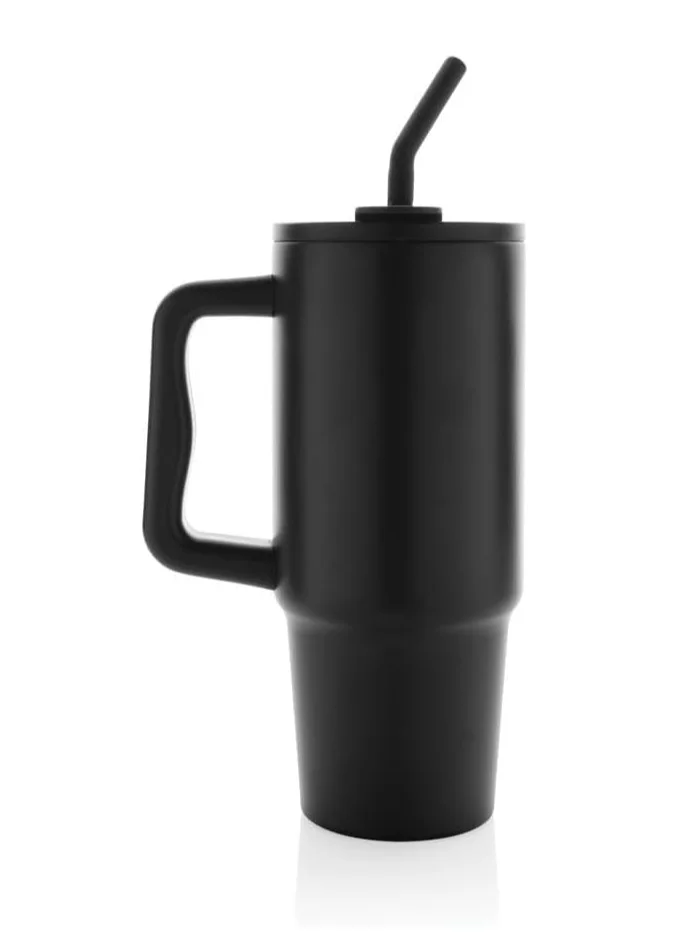 Hans Larsen BERN - Recycled Stainless Steel Tumbler with Reusable Straw - Black