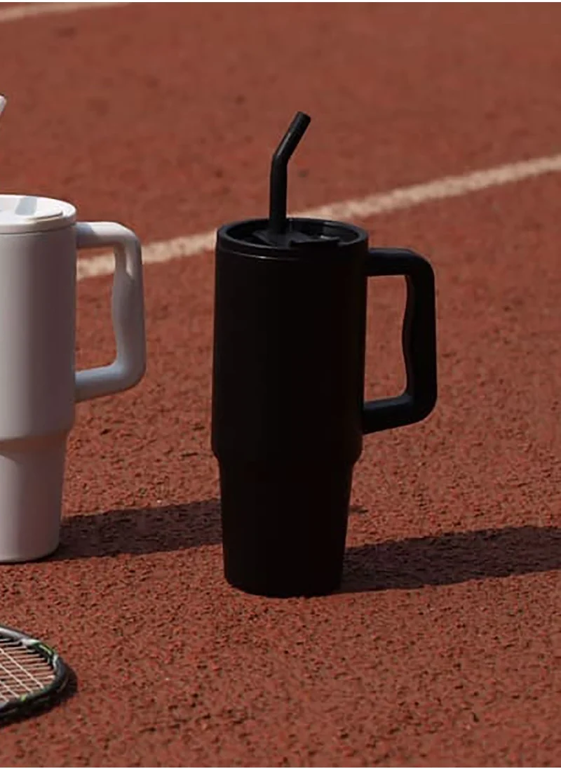 Hans Larsen BERN - Recycled Stainless Steel Tumbler with Reusable Straw - Black