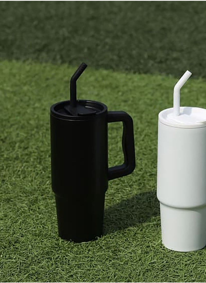 Hans Larsen BERN - Recycled Stainless Steel Tumbler with Reusable Straw - Black  - Image 2