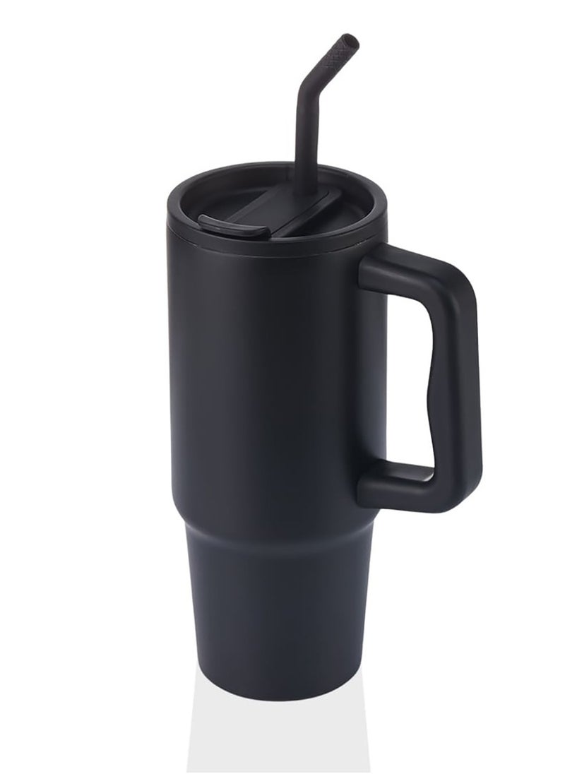 Hans Larsen BERN - Recycled Stainless Steel Tumbler with Reusable Straw - Black  - Image 3