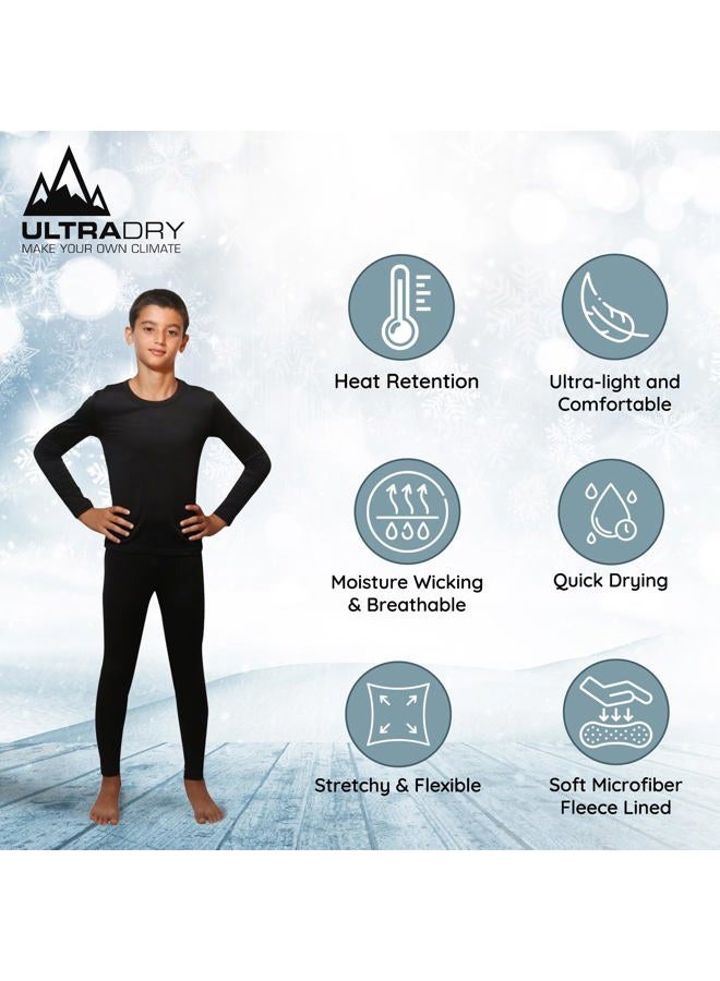 Ultra Dry Children Thermal Underwear Set by Outland; Base Layer; Soft Fleece; Top&Leggings, Black, Medium 8-10 - Image 2