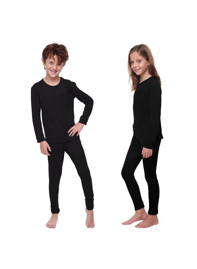 Ultra Dry Children Thermal Underwear Set by Outland; Base Layer; Soft Fleece; Top&Leggings, Black, Medium 8-10 - Image 1