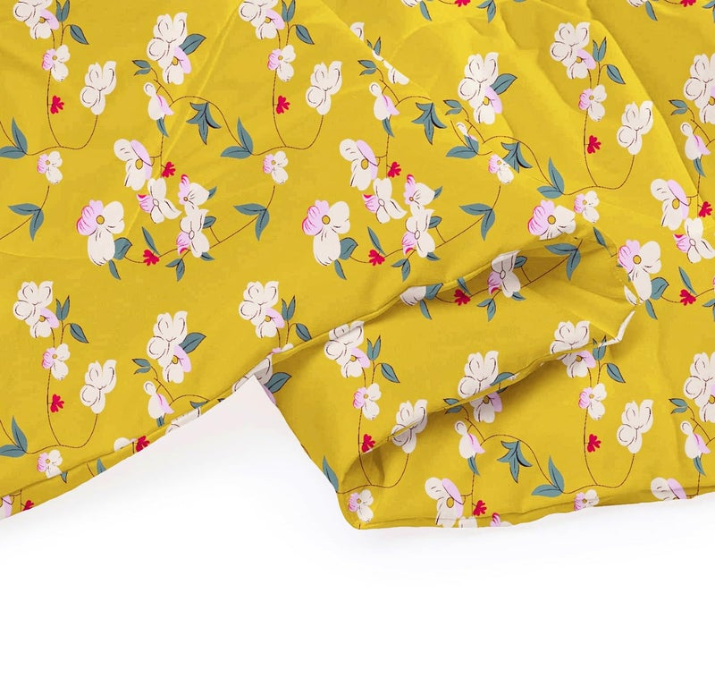 VAS COLLECTIONS 350TC Glace Floral Cotton AC Comforter Set King Size Double Bed with 1 Flat bedsheet & Two King Pillow Covers, 4 Pieces Bedding Set (90x90 inch, Yellow) - Image 5