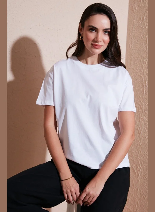 Lela Lela Cotton Oversize Fit Crew Neck T Shirt Women's T SHIRT 5866097