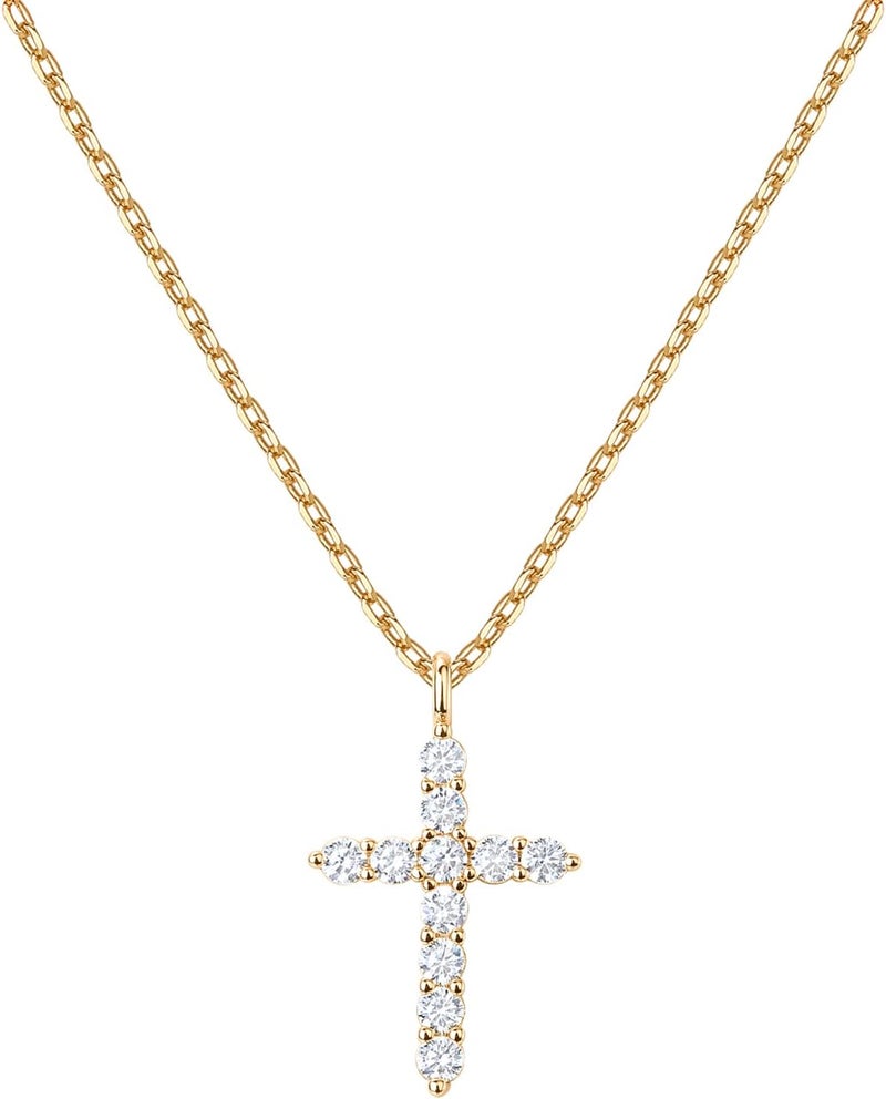 PAVOI 14K Gold Plated Cubic Zirconia Cross Necklace for Women | Faith-Inspired Pendant - Image 1