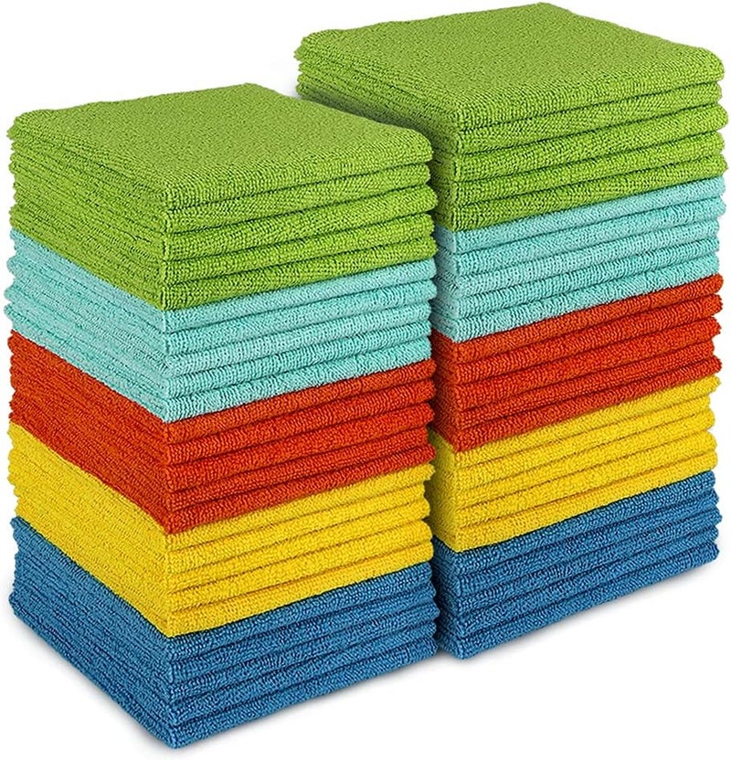 AIDEA Microfiber Cleaning Cloth, 50PK - Multi-Colored 12"×12" Towels for All-Purpose Cleaning - Image 1