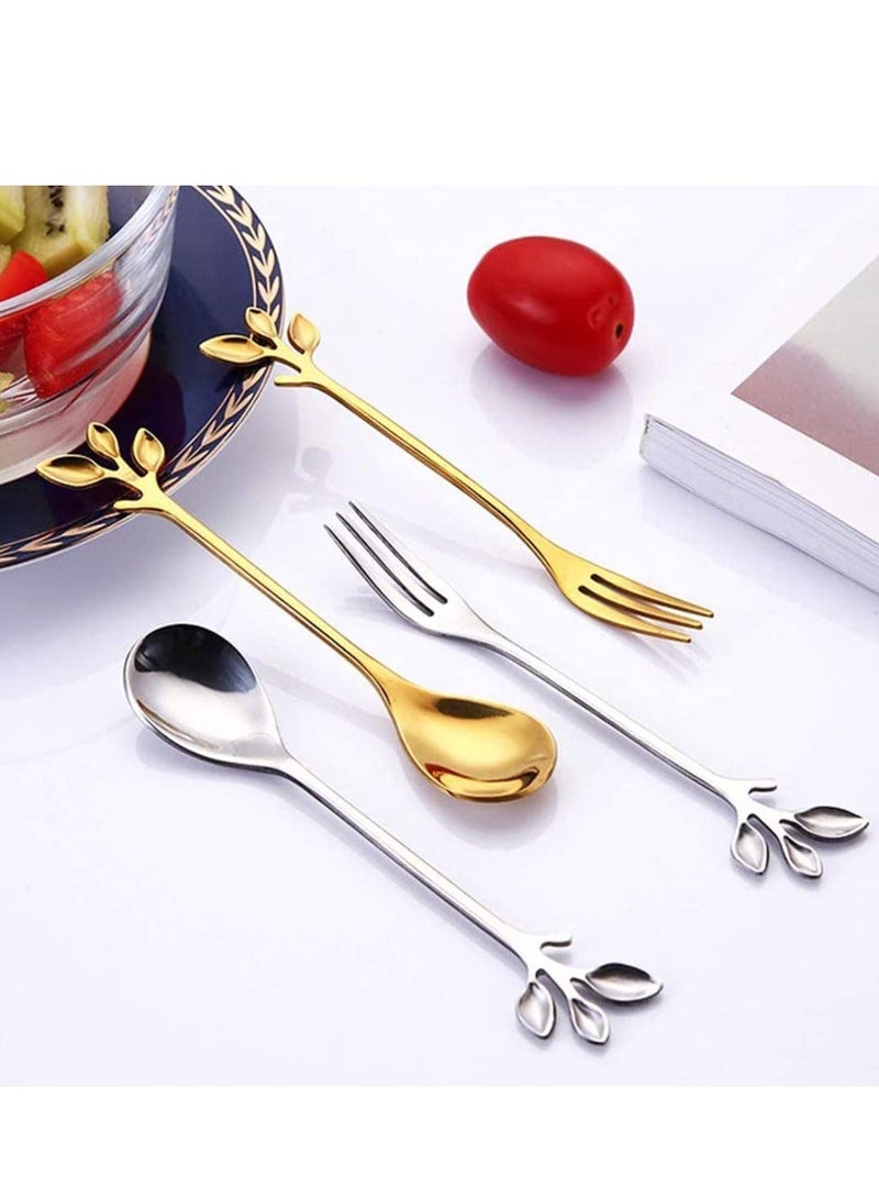 NIBEMINENT Creative Metal Swan Dinnerware Set Dessert Forks & Spoon Decorative Base Holder with 1 and Spoons for Coffee, Fruit, Dessert, Cake - Image 4