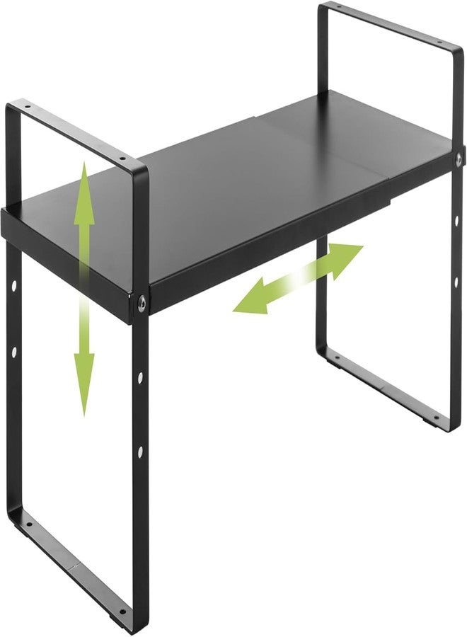 vulrian Extendable Kitchen Cupboard Shelf Organiser Adjustable Pantry Storage Unit Practical Cabinet Storage Shelf Stand Spice Rack Multi-Function Space Saver for Counter-Tops - Black - Image 1