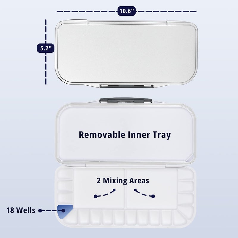 Mr. Pen- Airtight Watercolor Palette with Lid, 1 Pack, 18 Wells and 2 Mixing Areas, Watercolor Palette, Paint Pallet with Lid, Empty Watercolor Palette, Paint Palette, Folding Paint Tray - Image 2