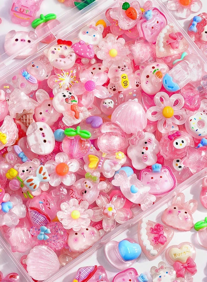 100 Pcs Slime Charms Mixed Flatback Resin Charms Set,Cartoon Making Kit Decorations for DIY Craft Phone Cases Nails Scrapbooking - Image 1