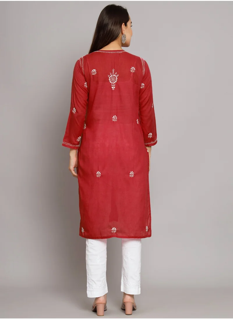 Alaya Hand Embroidered Chikankari Cotton Kurta-ALNTV115