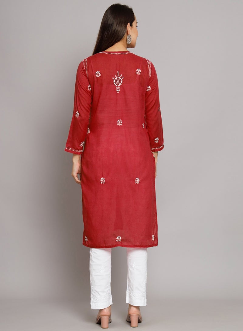 Alaya Hand Embroidered Chikankari Cotton Kurta-ALNTV115 - Image 2