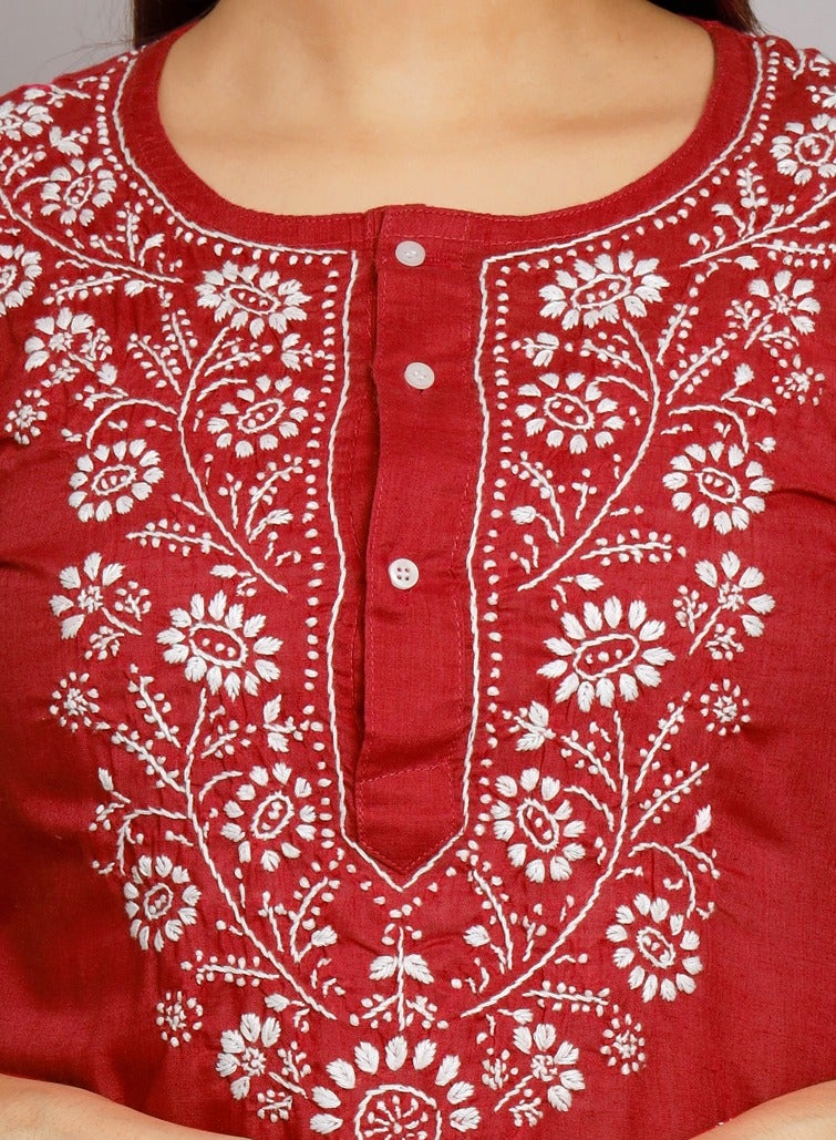 Alaya Hand Embroidered Chikankari Cotton Kurta-ALNTV115 - Image 5