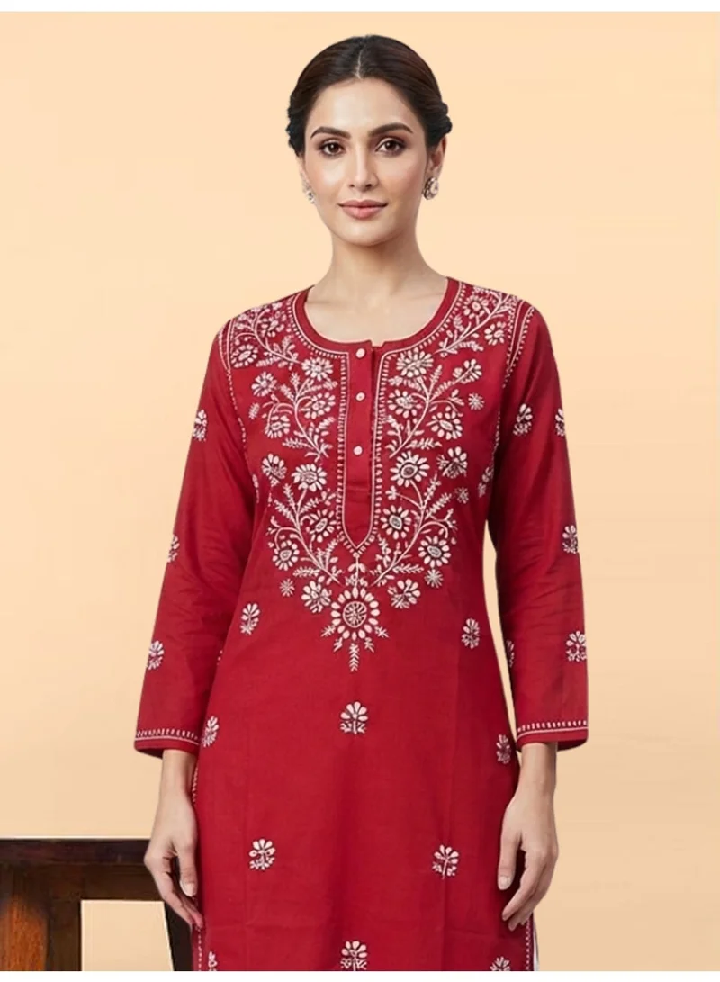 Hand Embroidered Chikankari Cotton Kurta-ALNTV115
