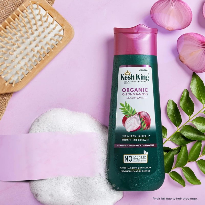 Kesh King Organic Onion Shampoo | Controls Hair Fall & Supports Hair Growth | Enriched with Curry Leaves & Herbal Extracts | Repairs Damage, Reduces Breakage & Adds Shine | 10.14 Fl Oz (300ml) - Image 5