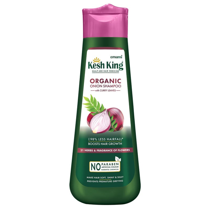 Kesh King Organic Onion Shampoo | Controls Hair Fall & Supports Hair Growth | Enriched with Curry Leaves & Herbal Extracts | Repairs Damage, Reduces Breakage & Adds Shine | 10.14 Fl Oz (300ml) - Image 1