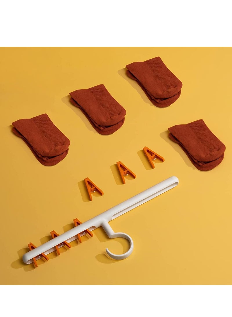 2 Pack Windproof Sock Clips - 360° Swivel Hook & Strong Clips for Easy Drying & Organizing Socks, Underwear, Hats, & Scarves  - Image 4