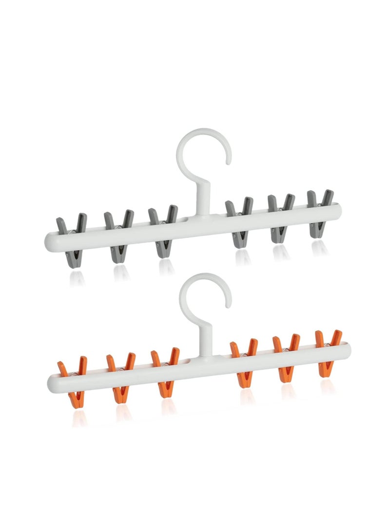 2 Pack Windproof Sock Clips - 360° Swivel Hook & Strong Clips for Easy Drying & Organizing Socks, Underwear, Hats, & Scarves  - Image 1