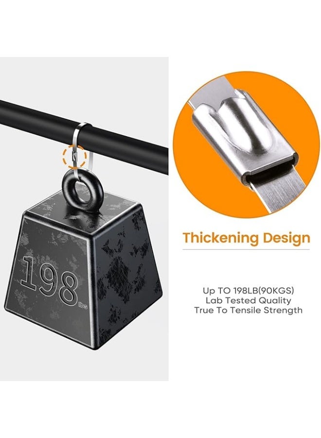 Loquat Stainless Steel Cable Zip Ties: 100 PCS Metal Wire Tie Heavy Duty Self Locking Zip Ties Large Tie Wraps for Outdoor - Image 3