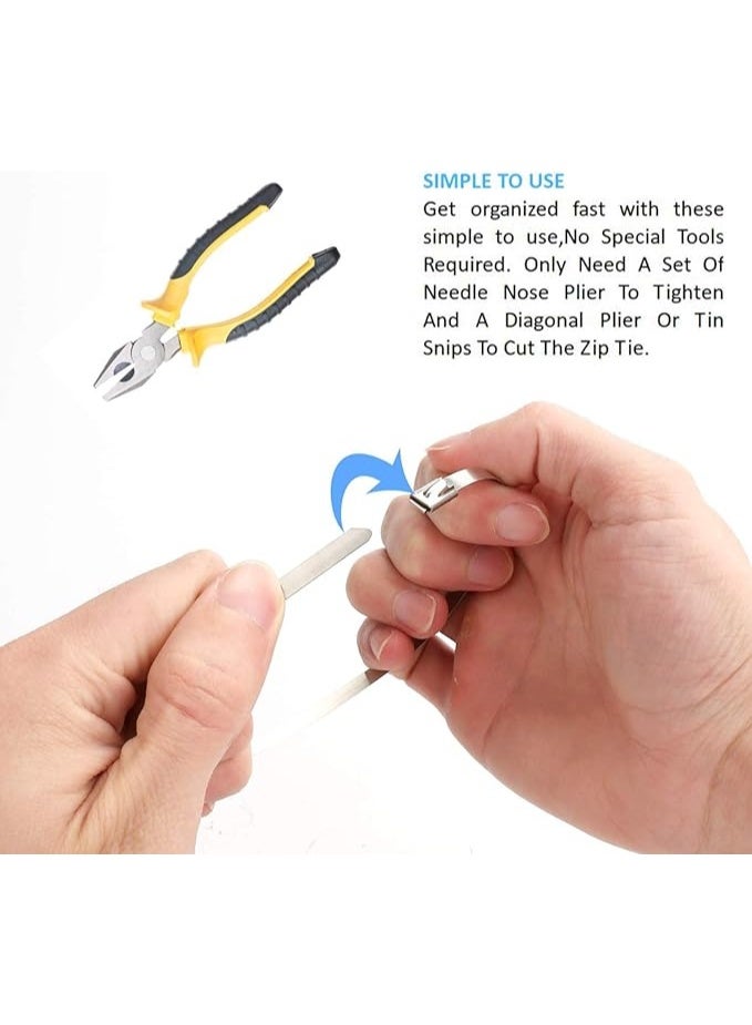 Loquat Stainless Steel Cable Zip Ties: 100 PCS Metal Wire Tie Heavy Duty Self Locking Zip Ties Large Tie Wraps for Outdoor - Image 2