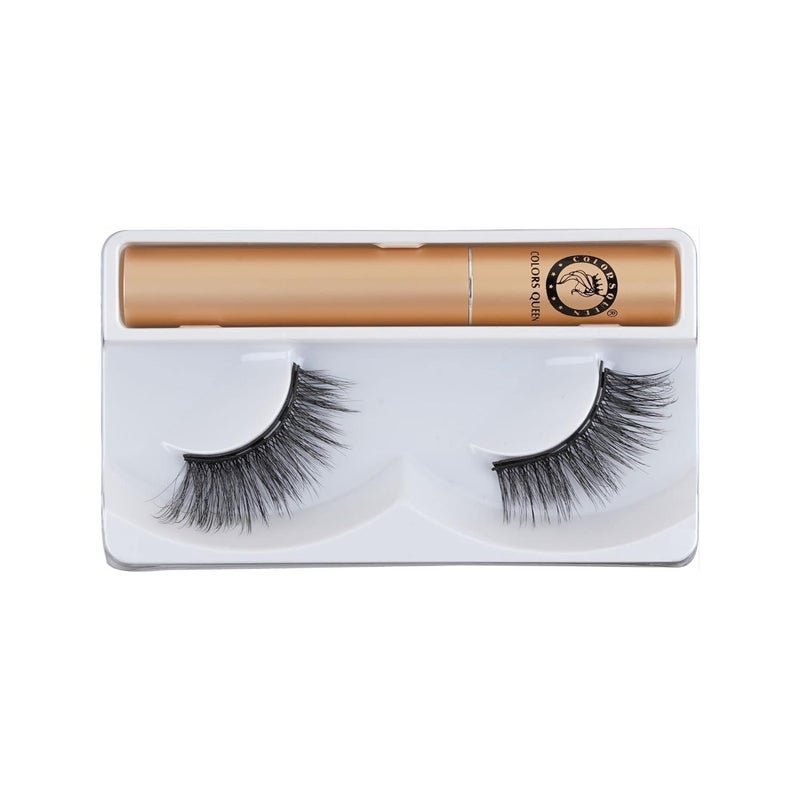 COLORS QUEEN Colors Queen Magnetic Eyeliner Eyelashes for Women  Eye Makeup Lash 5D Fake Eyelash Long Natural Eyelashes 1 Pair with 5g Eyelash Glue 04 - Image 1