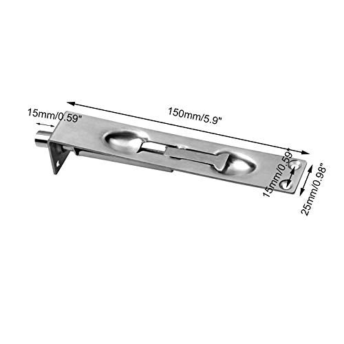 TOGU 6" Solid Stainless Steel Lever Action Flush Bolt,Concealed Security Door Lock for Composite Doors,French Doors,Wood Doors,Double Doors,Dummy Doors,Brush Stainless Steel Finish - Image 2