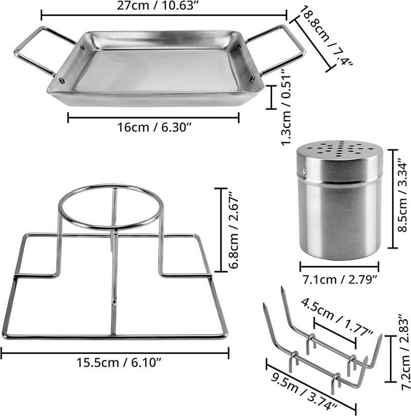Luckam Beer Can Chicken Roaster Stand, Stainless Steel Vertical Rack Barbecue Accessory, Chicken Roaster Holder with Drip Pan for Oven, Grill, BBQ and Smoker, 1 Pcs - Image 2