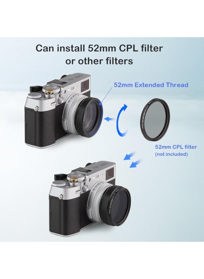 Haoge LUV-X54B Metal Lens Hood with MC UV Protection Multicoated Ultraviolet Lens Filter for Fujifilm X100VI Fuji X100V Camera Black - Image 3