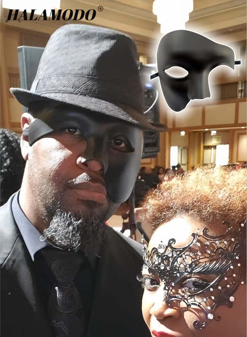 HALAMODO Masquerade Mask Vintage Phantom Of The Opera One Eyed Half Face Costume Venetian Carnival Masquerade Mask - Image 4