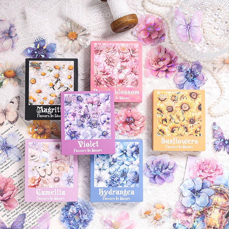 Doraking 60 Pieces Glitter Shiny Flower Stickers for Journaling, Waterproof Decorative Decal for Scrapbooking Supplies Journal Planners Art Crafts Photo Album Decor (Colorful) - Image 5