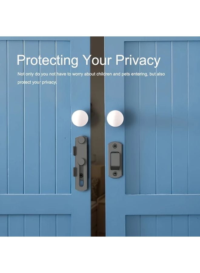 Black 180 Degrees Stainless Steel Barn Door Lock Set of 2 Commercial Grade Home Security - Image 5