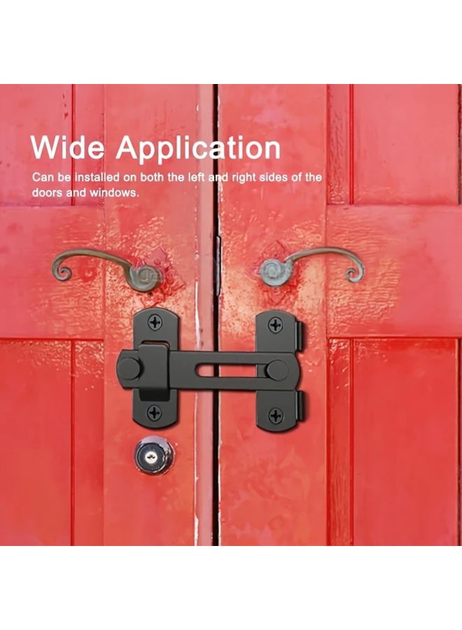 Black 180 Degrees Stainless Steel Barn Door Lock Set of 2 Commercial Grade Home Security - Image 3