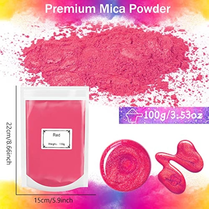 Rouclo 100g Mica Powder - Metallic Epoxy Resin Pigment and Dye for Soap, Slime, Bath Bombs, Candles, Jewelry Making (Red) - Image 3