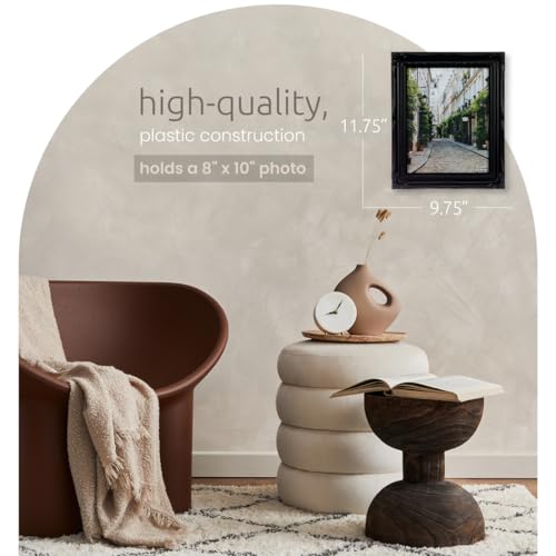 Kiera Grace Georgia Picture Frame, Holds an 8" x 10" Photo, 9.75" x 11.75" Large Plastic Picture Frame for Wall Hanging and Photo Display, Black - Image 2